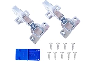 EMHTHME 2 Piezas de bisagras hidráulicas de acero inoxidable, Bisagras de puerta integradas, Bisagras de tornillo, Bisagras de gabinete de puerta de muebles, Para bisagras de dormitorio, Cocinas, Armarios