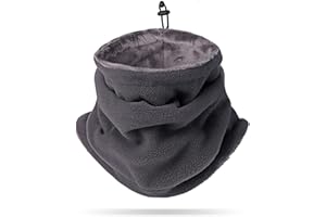 LumiSyne Winter Neck Warmer For Men Women Soft Fleece Lining Neck Gaiter With Adjustable Drawstring Thicken Thermal Snood Face Covering Mask Tube Scarf For Skiing Cycling Running Motorcycle