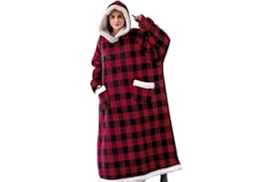 iyoimono Hoodie Decke für DamenHerren Flanell Fleece Oversized Weich Pullover Sweatshirt Kuscheldecke Flauschige Sherpa TV-Decke mit Ärmeln Übergroße Kapuzen Pullover Tragbar Ganzkörperdecke