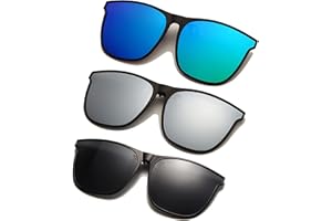 Long Keeper Clip per Occhiali Polarizzati - 3 Paia Clip On Occhiali da sole Unisex Clip su Occhiali da vista Lenti Polarizzate per Guida Sportivi Pesca