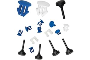 Kit 8 Bottoni Targa Auto GAMBC® 7 Blu + 1 Bianco + 4 Funghetti Antivibrazione + 2 Fermi Centrali - Clip - Bottoni Ferma Targa - Tappi per Ripristino Targhe Auto - Materiale ABS - UNIVERSALE per targhe
