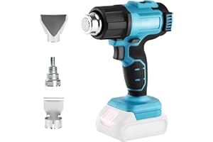 WINGFLY Décapeur Thermique sans fil compatible avec Makita 18V batterie, avec 3 buses, température jusqu'à 550°C, pour film Thermorétractable, Bricolage, Cintrage tubes (Piles non incluses)