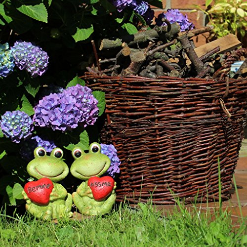 Frosch Gartenfigur sitzend 18cm Gartenfrosch grün Liebespaar Dekofigur mit Herz - 3