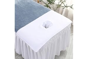 AIGOHOM Serviette de Table de Massage avec Trou pour Le Visage, Serviette d'oreiller pour Le Visage avec Trou pour la Peau, Serviette de Couverture de lit de beauté Spa réutilisable pour spas