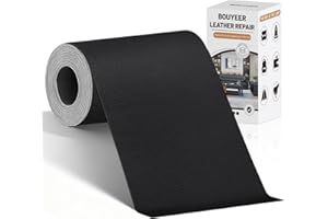 BOUYEER Simili Cuir Autocollant, 10x210 CM Cuir Autocollant, Set de Réparation en Cuir Synthétique Écologique & Sans Odeur, Pour Réparation Canapé/Sièges Auto/Sacs/Rénovation, Noir