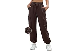 CMTOP Pantaloni Sportivi Donna Vita Alta Pantaloni Tuta a Gamba Larga Comodi Pantaloni della Tuta da Donna Lunghi Larghi Elastico Caviglia Pantaloni Cargo con Tasconi e Coulisse