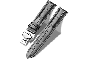 Tristraps Genuine Leather/Crocodile/Alligator Watch Strap with Butterfly Buckle 12mm 14mm 16mm 18mm 19mm 20mm 21mm 22mm 24mm Black Brown Replacement Watch Band for Men Women