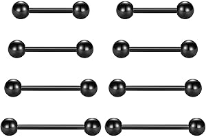 LONGITA Piercing Pezón Lengua Anillos 14G Acero Inoxidable Recto Barbells Piercing Joyas 12mm 14mm 16mm 18mm