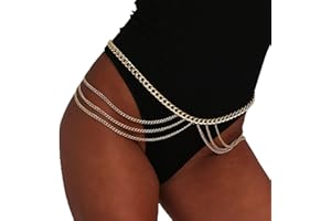 Sttiafay Catena del corpo con strass bohémien Multistrato con nappa lunga Catena in vita dorata Sexy Bikini Beach Harness Cintura per il corpo Gioielli per donne e ragazze