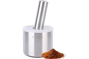 LEAPITURE Mortero y maja de acero inoxidable Molinillo de especias Recipiente para hierbas Pesto en polvo Picador de alimentos Herramienta para picar Picador de ajos de cocina