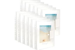 LALATOK 12 Cartelle Portadocumenti A4, Tasche Perforate Espandibili A4, Cartelle Portadocumenti in Plastica con 11 Fori e Tasca per Etichetta, Cartelline Trasparenti per Scuola, Ufficio, Viaggio