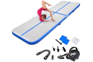 WAVESKY Inflatable Air Mat, Tumble Track, 3 m / 4 m / 5 m Tumbling Mat, Gym Mat, 10 cm High Non-Slip Gymnastics Mat for Home, Outdoor, Fitness, Yoga, Training, Cheerleading, Water Sports