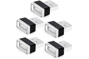 URAQT Kit LED USB per Interni Auto, 5 Pezzi Mini luci usb, LED Interni USB, luce d'atmosfera per auto, Interni per auto luce portatili, Mini Luci Ambientali per Auto, Laptop, Prese USB