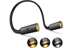 HUNYYN Collo Lampada da Lettura, LED Luce del Libro Ricaricabile per La Lettura a Letto,3 Colori,Dimmerazione Continua,Autonomia di Oltre 80 ore, Mani libere, Flessibili ed Ergonomiche da Indossare