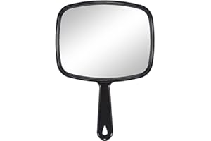 Eaoundm Handspiegel für Make-up, großer Handspiegel, quadratisch, 32 x 22,9 cm, Schwarz