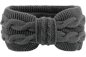 Supamz Stirnband Damen Winter, Damen Stirnband Gestricktes Haarband Ohrenwärmer Verdicken Fleece Haarbänder Elastische Headband Stirnbänder Headwrap Kopfband für Damen Frauen Mädchen (Dunkelgrau)