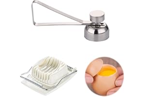 CQQNIU Abridor de cáscara de huevo de acero inoxidable y cortador de huevos hervidos con alambre de acero inoxidable. Juego de cortador de huevos multifuncional.