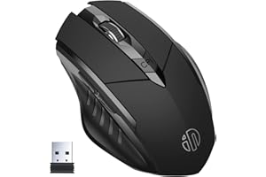 inphic Souris sans Fil, Souris Optique Ergonomique sans Fil Rechargeable 2,4 G avec Nano-récepteur USB pour Ordinateur Portable PC MacBook ChromeBook, 6 Boutons, Noir
