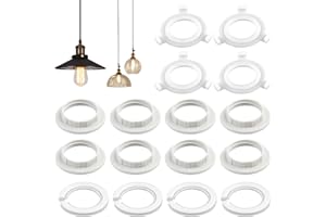 GRIPITI Lamp Shade Reducer Ring, 16 Pcs E27 to E14 Lampshade Reducer Ring Plastic Light Shade Reducer Ring White E14 Socket Replacement Ring Screw Light Fitting Adapter Ring for Table Lamp Ceiling Lights