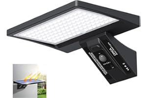Lampe Solaire Exterieur 5200mAh, 1200LM 104LEDs Lumière Solaire Extérieure avec 150° Détecteur de Mouvement IP65 Eclairage Exerieur Solaire Projecteur LED de Sécurité éclairage Mural d'extérieur