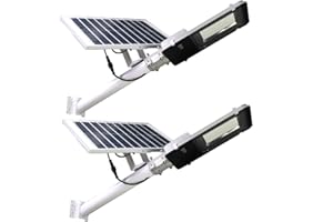 Jandei - Pack x 2 Farola Solar Exterior, Potente 2500 Lúmenes, Impermeable IP65, Panel Solar y Mando a Distancia Incluido, Luz Blanca Fría 6000K, Ideal para Jardín, Patio, Camino y Muro