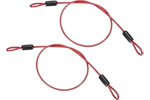PATIKIL Filo Acciaio Inossidabile Rivestito Vinile 1/8" Dia Anelli, 2Pz 1.6ft (20") Cavo Flessibile Catena Sicurezza Lanyard per Illuminazione Palco Esterna Lucchetti Bagagli, Rosso