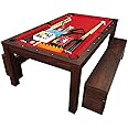 grafica ma.ro srl 7 Ft Red Pool Table Billiard Indoor with coverage plan and container Benches