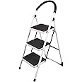 REDCAMP Folding 3 Step Ladder with Handrails,Heavy Duty Wide Kitchen Steps Stool for with Anti-Slip Feet & Sturdy Frame,Ideal for Adults Elderly Home Office,Holds 330 lbs
