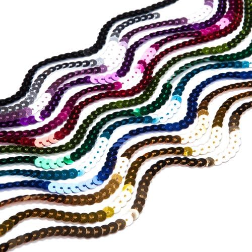 Neotrims Finest Quality Metallic Strung Spangle Sequin 6mm Craft Ribbon Tape Trimming in 13 Colours at a Great Price. for Crafts, Garment Apparel or Indian Sari, Salwar Kameez
