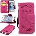 Produktbild Lonchee iPhone 5 5S 5G / iPhone SE Wallet Tasche Brieftasche Schutzhülle , geprägten Prägung Muster Design Hochwertige PU Leder Folio Tasche Case Hülle im Bookstyle mit Standfunktion Kredit Kartenfächer Abnehmbare Handschlaufe(Rose Red Kettensäge Bär)