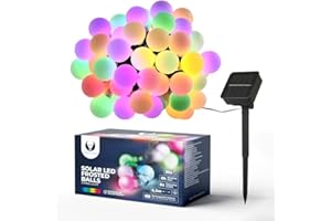 FOREVER Solarny łańcuch świetlny na zewnątrz, odporny na warunki atmosferyczne, 30 diod LED, 8 trybów pracy, 6,5 m, lampiony zewnętrzne/wewnętrzne, do ogrodu, na drzewa, wesela, imprezy, Boże