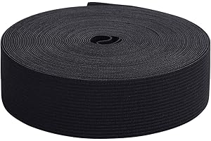 Trimming Shop 38mm (1.5 Inch) Wide Flat Elastic Band, Stretchable Waistband Tape Elastic Cord for Sewing Clothing, Garments, Dressmaking, DIY Craft Projects, Black, 1 Metre