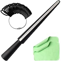 Baguier Mesureur De Tailles De Bagues QWORK - 41 à 76 Tailles UK/EU, En Métal, Avec Ruban Et Cercle