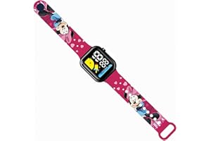 LuminaLux Girls Digital Quartz Watch with LED Lights, Colorful Silicone Strap for Girls, Gift for 3-10 Year Olds, Minnie Mouse, Packed in Gift Box