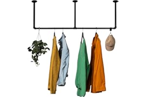 RSR Hangers Kleiderstange Industrial Schwarz für Decke Deckenmontage Breite 200 cm x Höhe 30 cm Garderobe Flur Deckengarderobe Schwarz