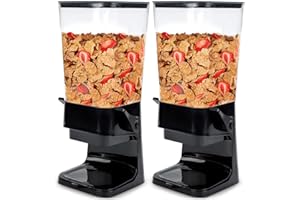 Tokokimo Dispenser Cereali, Porta Cereali da Colazione, 42x16x16.5cm Adatto a Cereali Per La Prima Colazione, Caramelle, Non Frantuma Gli Alimenti, Grande Capacità di 5.5L, 2 pezzo Nero