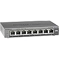 NETGEAR (GS108E) Switch Ethernet Plus 8 Ports RJ45 Métal Gigabit (10/100/1000), switch RJ45 Manageable Serie Plus Bureau ou R