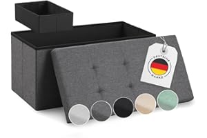 ‎BLUMTAL Blumtal Sitzbank mit Stauraum + extra Box - Truhenbank mit Stauraum 76x38x38 cm - Sitztruhe mit Stauraum - Bequemer Hocker mit Stauraum - Aufbewahrungsboxen - Polsterhocker - Sitzbox in Anthrazit