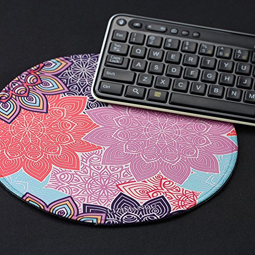 Gaming Mauspad(250 x 250 x 3 mm) ,Lizimandu Silent Designer Runde Round Mousemat /Standard Size mit Anti-Rutsch-Leder-Runde Double Sided Durchmesser 25 cm für alle gängigen Mouse-Typen(Bunte Klamotten/Colorful Gear) - 6