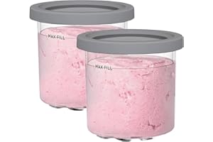 KALULY 2er-Pack Behälter für Ninja CREAMi Eismaschine NC300EU, Becher Tubs Zubehör für Ninja Eismaschine Creamy Cremi Cream Eis NC300EU NC300 NC301 NC299AMZ Serie Ice Cream Maker mit Deckel, BPA-frei