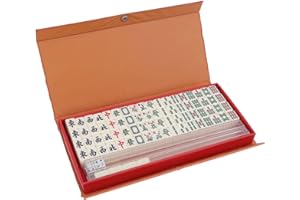 LANYOTA Mini Mahjong Set, 4 Blank Tiles Support More Gameplay, Mahjong Sets with Carrying Travel Case,Mahjong Tile Game,2 Dice 4 Racks (20x14x10mm)