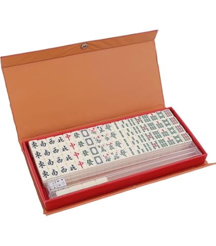 XEERUN Mini Mahjong Set, Mini Majong Spiel, Traditionelles Chinesisches Majong, Tragbarer Tabletop Spielset mit 144 Majong Steinen, Geeignet für Jung und Alt, Familien, Partys
