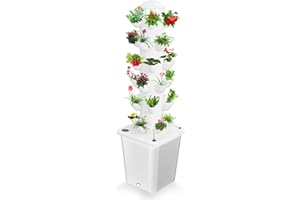 CUKOEKIM 30 Holes Hydroponic Growing System Kit, Hydroponic Garden Tower with Pump System, 6 Layers Indoor Vertical Hydroponic Garden Tower for Herbs, Fruits and Vegetables (White)