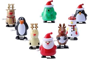 DESIGNBOX DesignerBox Christmas Wind-Up Toys, 8 PCS Assorted Wind Up Toys Mini Clockwork Toys Playset Kids Party Favors Gift Party Toys Set for Christmas Birthday Children's Day Party (#1)