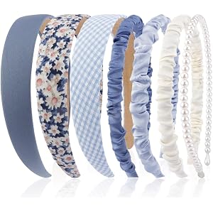 ZIBUYU® 7Pcs Hair Band for Women Stylish, Floral Wide Hair Band for Girls Kids, Pearl, Plaid, Countryside Style Hair Accessories Hairbands for Kids Girl