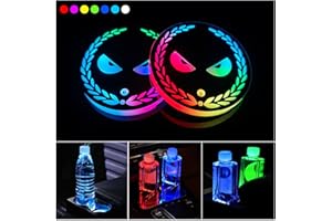 ZOSPPEI LED Cup Holder Lights, 2 PCS USB Charging Coasters With 7 Colors Luminescent Light Pad, Mat for Car Decoration Atmosphere Light