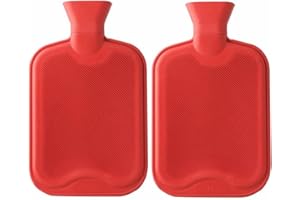 UNIGUARDIAN Wärmflasche Ohne Bezug, 2er Pack Wärmflaschen Groß 2L, Hot Water Bottle Robust und Langlebig, Naturkautschuk Bettflasche für Kinder und Erwachsene