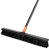 TreeLen 24 Inch Push Broom Outdoor Heavy Duty Floor Cleaning Brush with Long Handle, Stiff Bristles, for Patio, Garage, Deck,