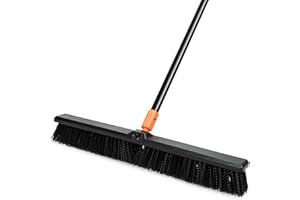 TreeLen Scopa a spinta da 61 cm per esterni, resistente, con manico lungo, setole rigide, per patio, cortile, garage, terrazza, vialetto, pulizia pavimenti in cemento