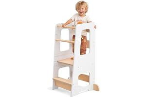 KYWAI ® Montessorianskt barntorn i trä – Montessorianskt torn – Montessoritornet – Barnstege – Learning Tower – Montessori-stege för barn